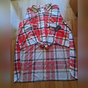 P*NWT Womens Plus Top, Red Plaid, Sz 3X